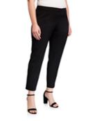 Plus Size Wool Flat-front Ankle Pants