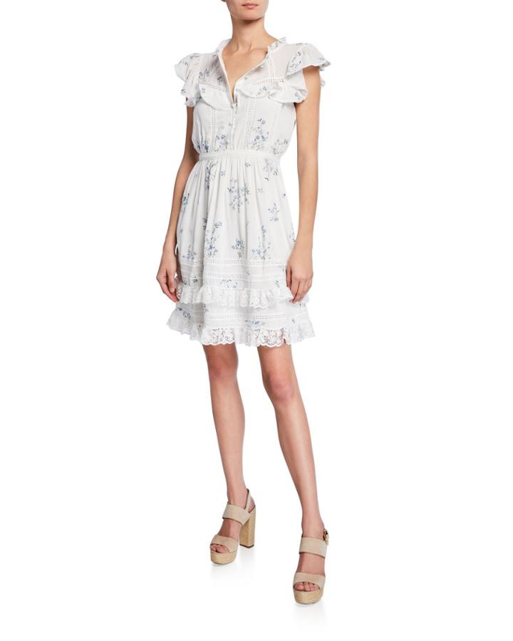 Floral Embroidered Lace Button-down Dress