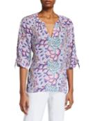 Split-neck Tie-sleeve Blouse