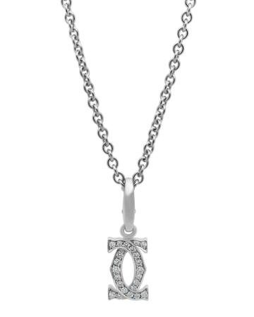 Estate 18k White Gold Diamond Double-c Necklace