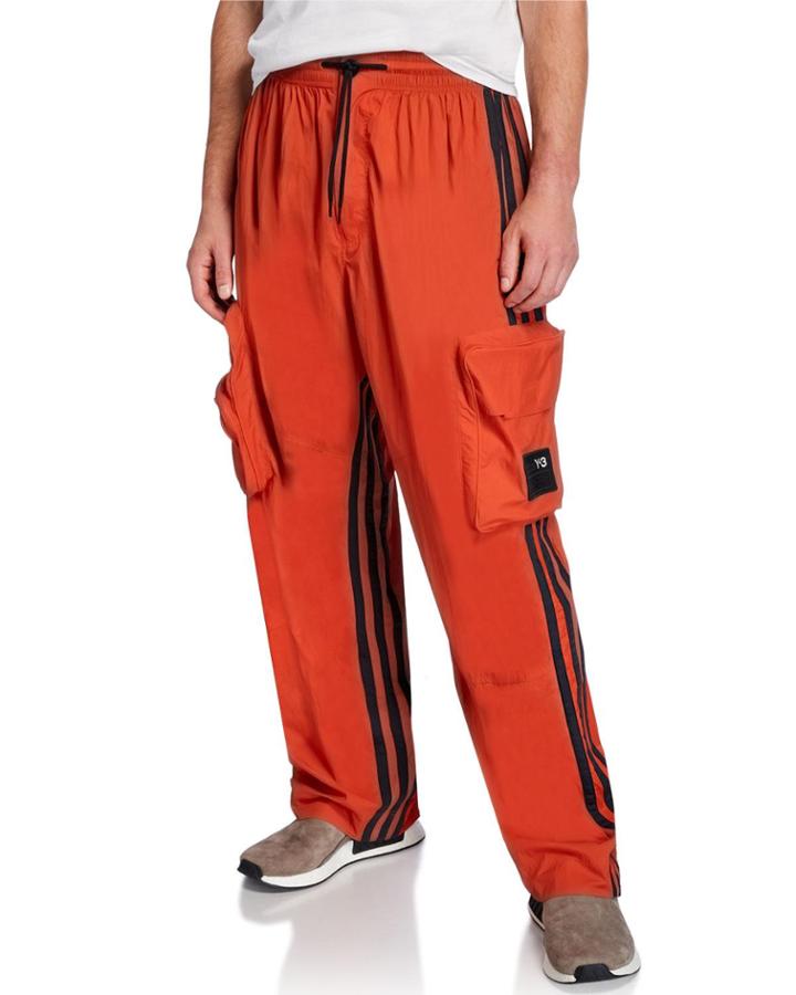 Men's Shell Side-stripe Track Pants W/ Cargo Pockets