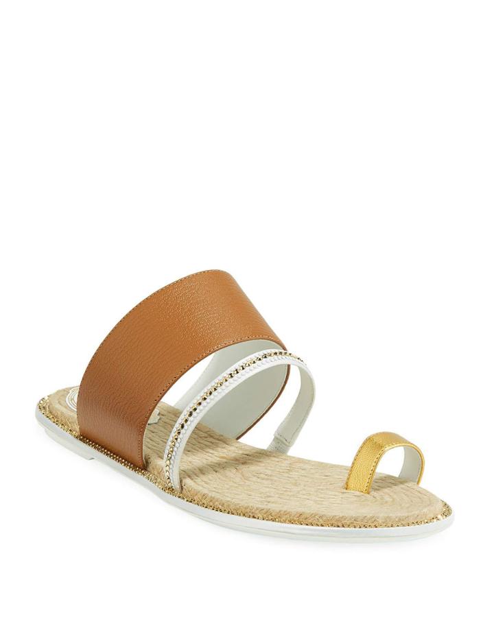 Flat Leather/jute Toe-ring