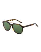 Bulger Acetate Teardrop Aviator Sunglasses, Matte Heroine Chic/brushed Gold/bottle Green