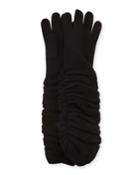 Long Ruched Cashmere Gloves