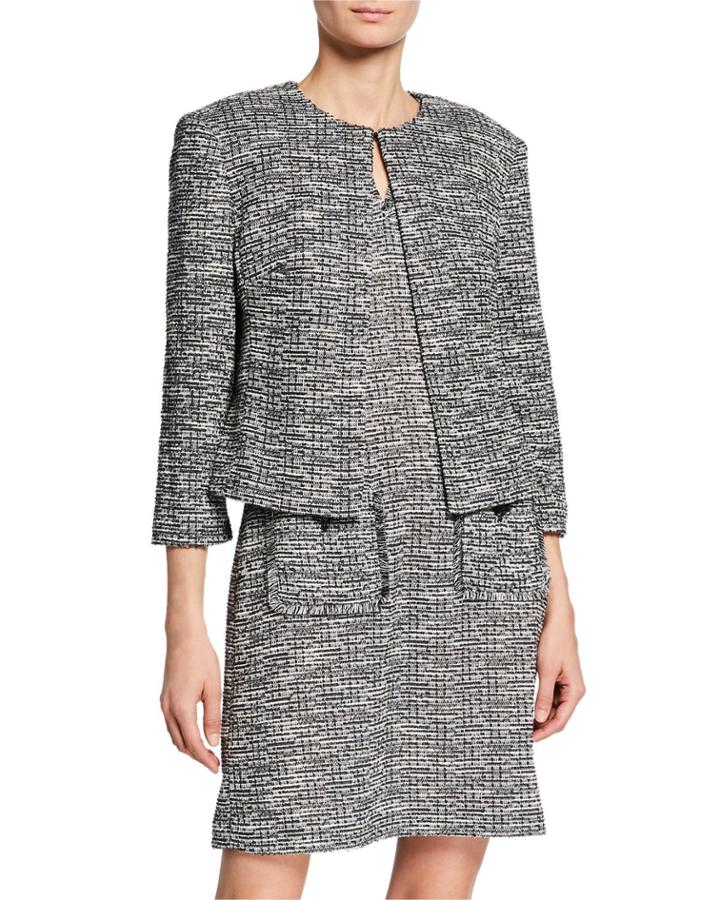 Rounded-neck Knit Jacket