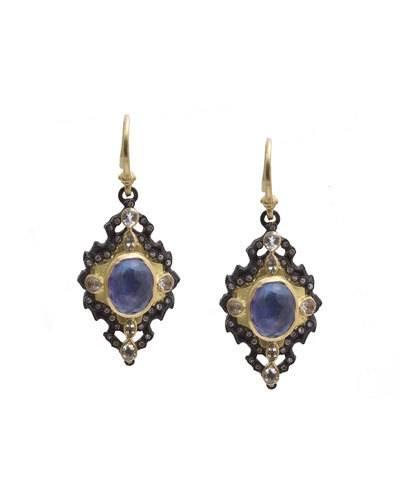 Iris Scroll Diamond & Sapphire Triplet Drop Earrings