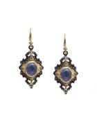 Iris Scroll Diamond & Sapphire Triplet Drop Earrings