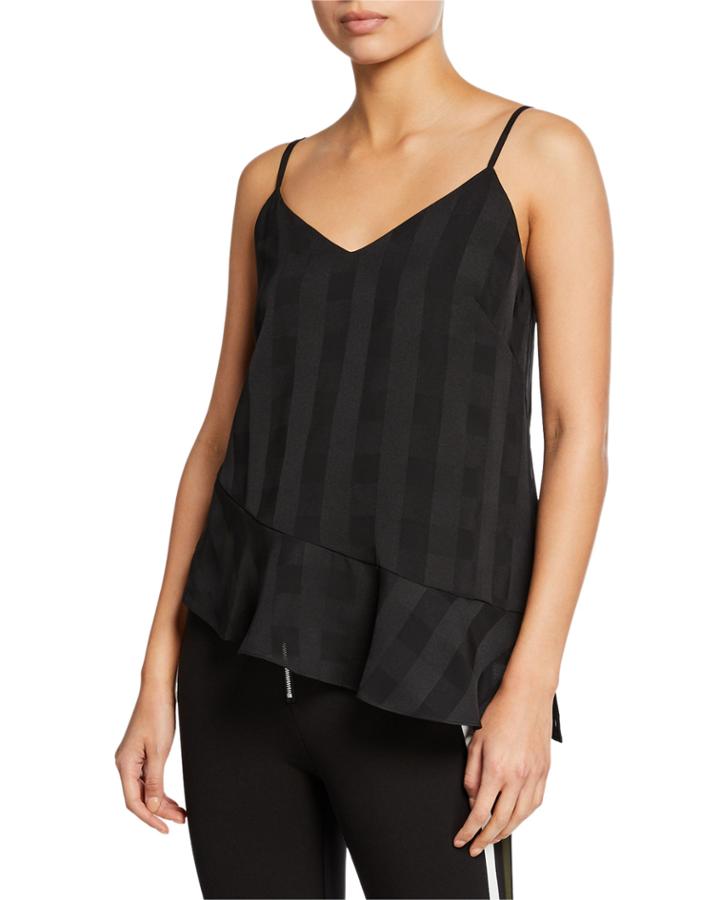 Remi Ruffle-hem V-neck Check Cami