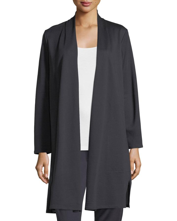 Long Double-knit Open Cardigan