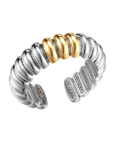 Bedeg Sterling & 18k Domed Flex Cuff Bracelet,