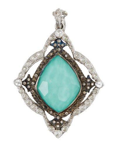 New World Kite Cross Enhancer W/ Turquoise Doublet & Diamonds