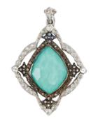 New World Kite Cross Enhancer W/ Turquoise Doublet & Diamonds