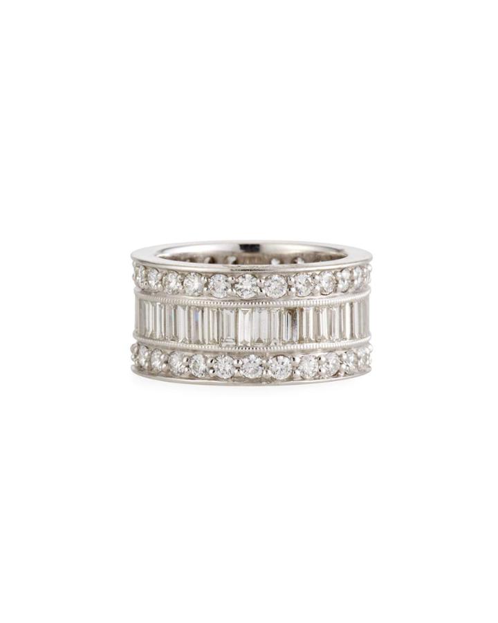 18k White Gold Diamond Three-row Ring,
