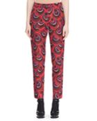 Peacock-jacquard Slim Straight-leg Pants