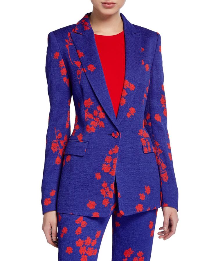 Begasha Floral-print Slim-fit Blazer