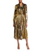 Macin Pleated Metallic Tie-neck