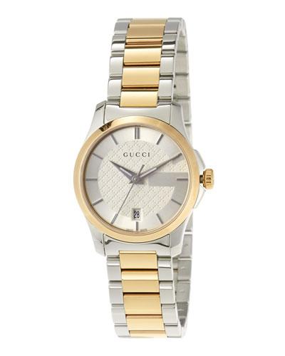 27mm G-timeless Round Two-tone Bracelet Watch, Golden