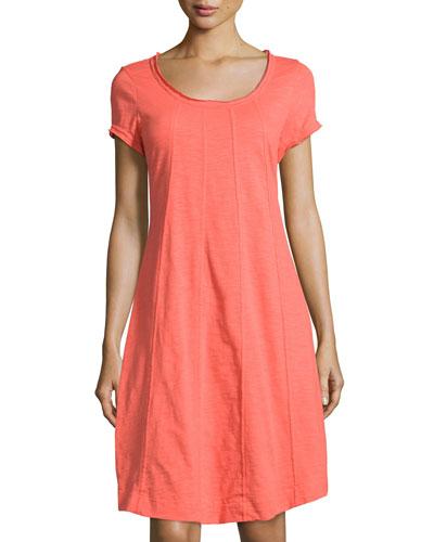 Lifestyle Short-sleeve Swing Dress, Coral