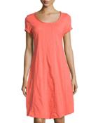 Lifestyle Short-sleeve Swing Dress, Coral