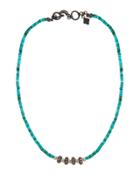 Turquoise & Black Diamond Rondelle Micro-beaded Necklace
