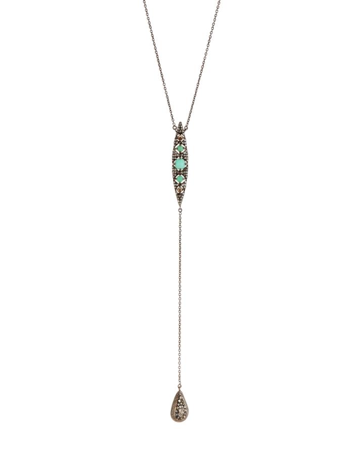 Chrysoprase Y-drop Pendant Necklace