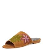 Nice Embroidered Flat Suede Slide