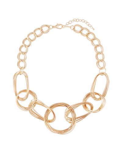 Mixed-link Statement Necklace, Golden
