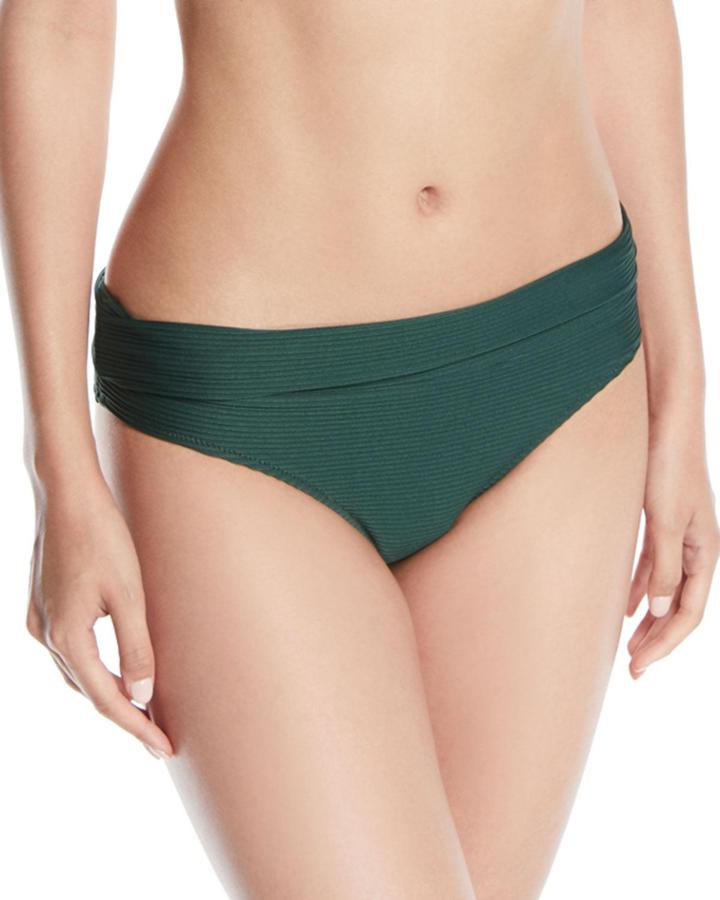 Fold-over Pintucked Hipster Bikini Bottoms