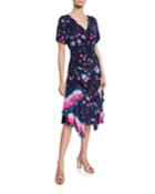 Estrella Floral Ruffle Short-sleeve Dress