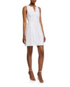 Harlyn Pleated Eyelet Fit-&-flare Dress