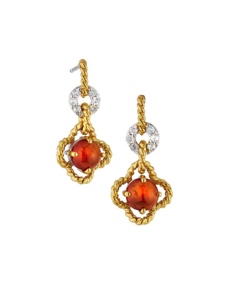Topaz & Hessonite Clover Drop Earrings