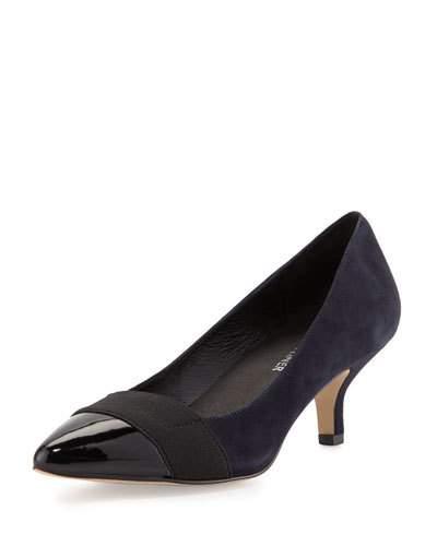 Gia Suede Pointed-toe Pump, Black/navy