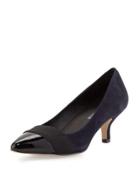 Gia Suede Pointed-toe Pump, Black/navy