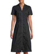Briella Zip-front A-line Dress, Black