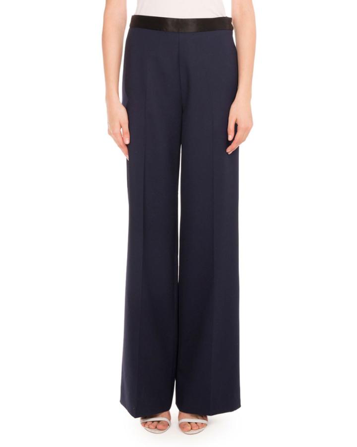 Fluid Wide-leg Trousers, Navy/black