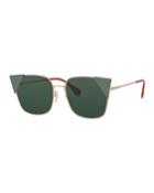 Monochromatic Square Sunglasses W/ Capped Frame Front
