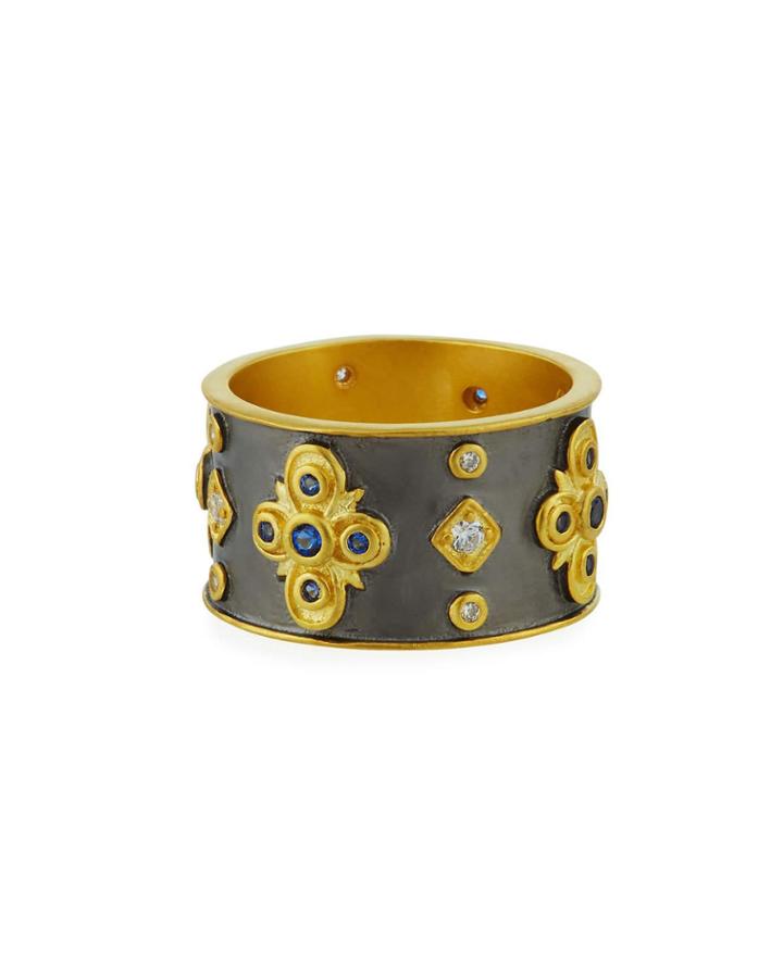 Cubic Zirconia Clover Cigar Band Ring,