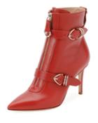 Joan Buckle Leather Ankle Booties