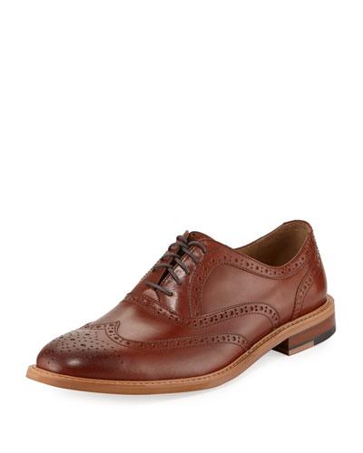Preto Leather Wing-tip Oxford, Tan
