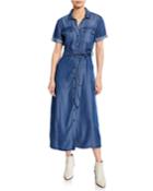 Jem Tie-waist Button-down Midi Chambray Dress