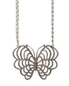 Double-strand Diamond Pave Butterfly Necklace