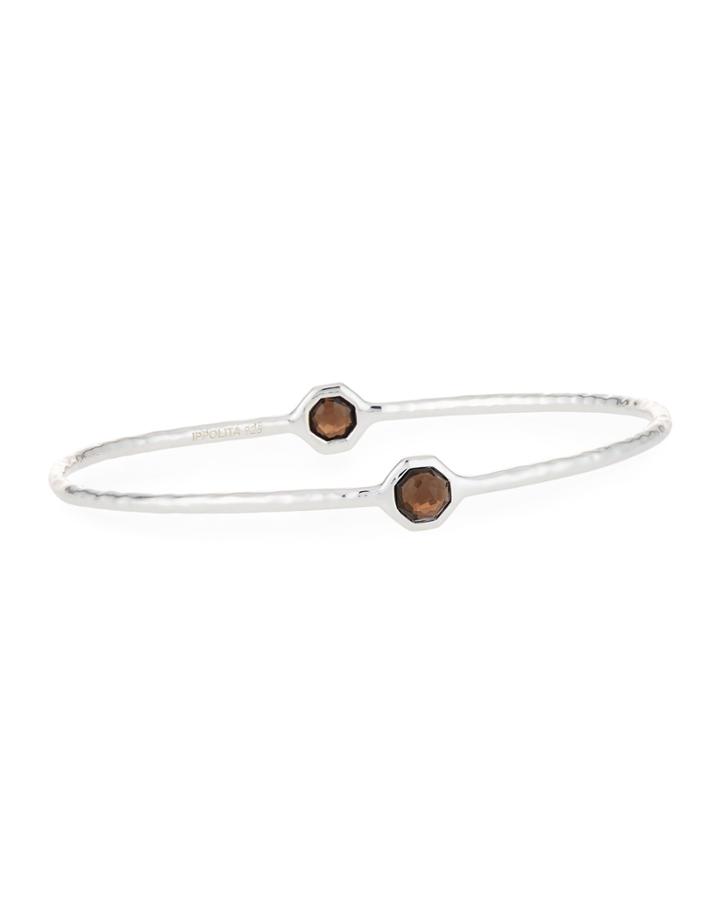 Sterling Silver Two-stone Bangle Bracelet In