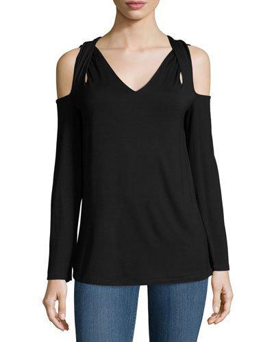 Twisted Cold-shoulder Long-sleeve Top