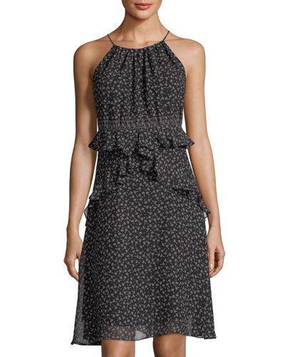 Ruffled Printed-georgette Dress