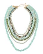 Layered Bead & Shell Necklace, Black/blue