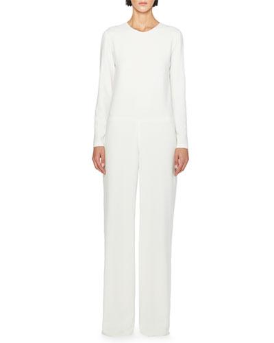 Lace-back Wide-leg Jumpsuit, White