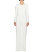 Lace-back Wide-leg Jumpsuit, White