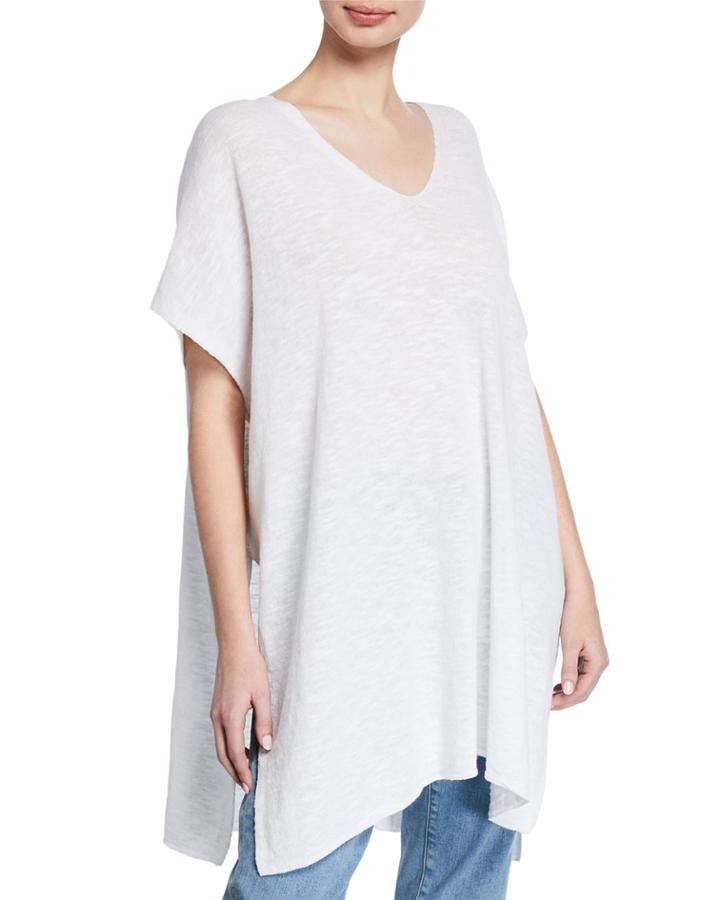 V-neck Linen Slub Tunic