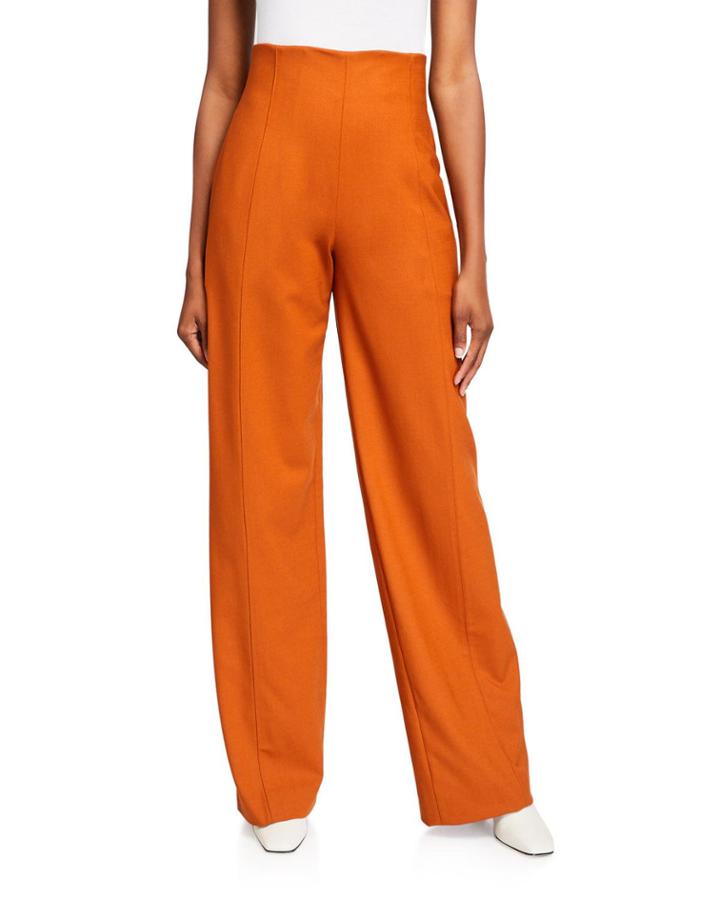 Stretch Wool Wide-leg Pants