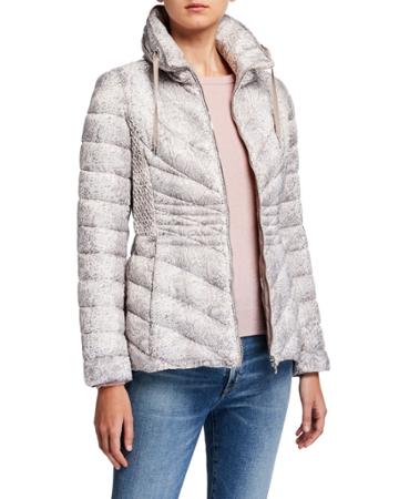 Snake-print Quilted Packable Puffer Coat